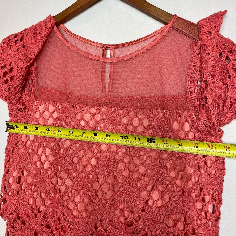 📦Jax Coral Crochet lace Midi Dress w/Sheer Yoke Sz 4 Gorgeous *$4.99 SHIP - Picture 6 of 15